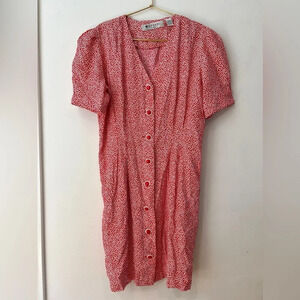 Vintage Ms. Chaus petites Red Dress with buttons